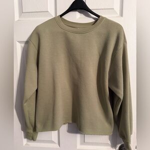Casual Olive Green Crewneck Sweatshirt - Women